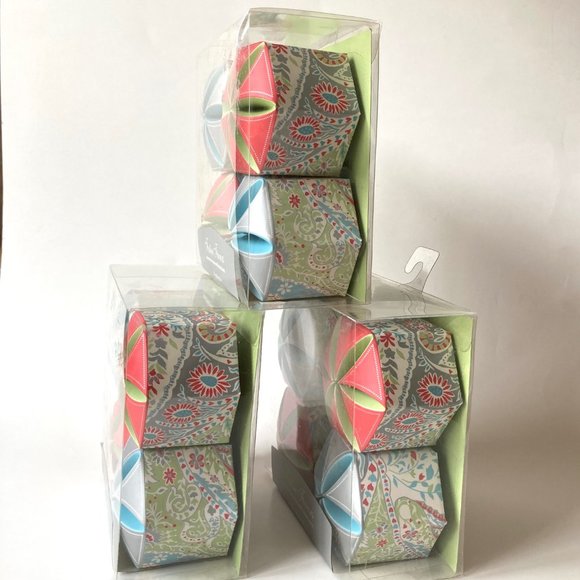 VTG Paisley Hexagonal Pinwheel Top Treat/Candy Boxes w/Name Tag (3 boxes x 4ct ) - Picture 6 of 15